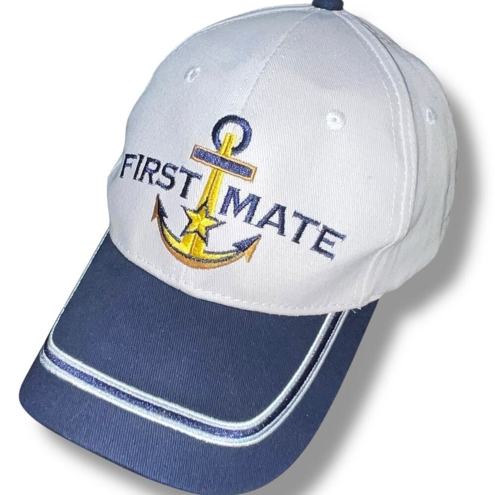 Popcrew First Mate Baseball Cap Navy Blue Cotton Nautical Anchor Boating Hat